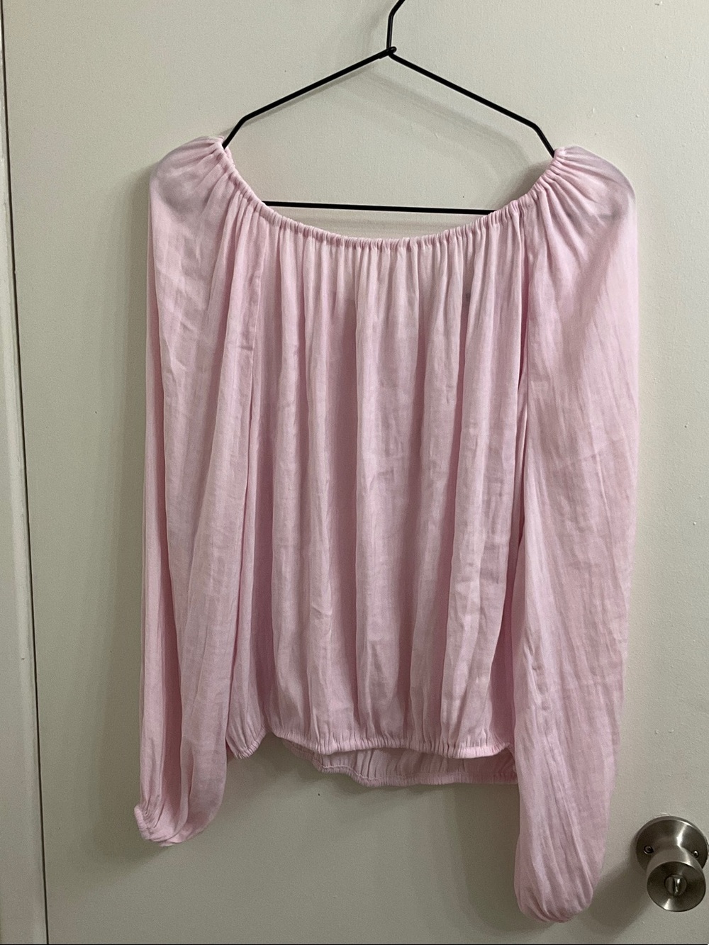 Light Pink Off-the-Shoulder Peasant Blouse